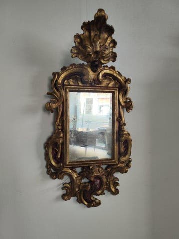 Miroir mural - Bois doré, Antiquités & Art