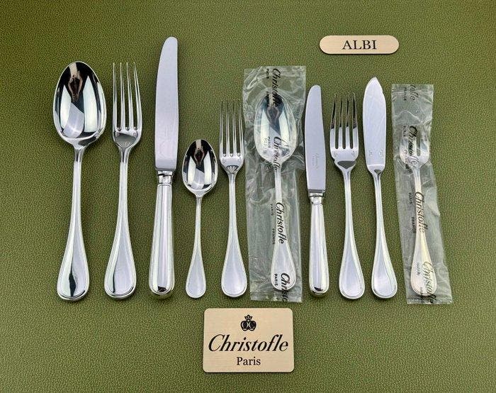 Christofle - Tafelservies voor 12 (128) - Albi - Verzilverd, Antiek en Kunst, Antiek | Meubels | Tafels