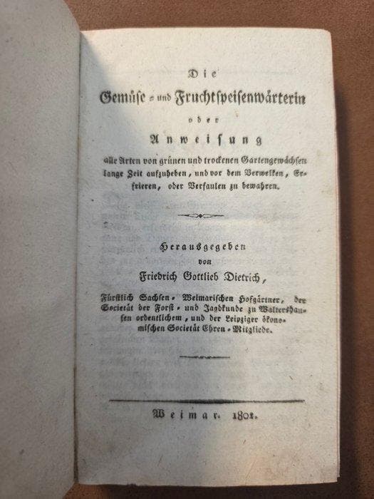 Friedrich Gottlieb Dietrich; Kobam Labiti - Die Gemüse- und, Antiek en Kunst, Antiek | Boeken en Manuscripten