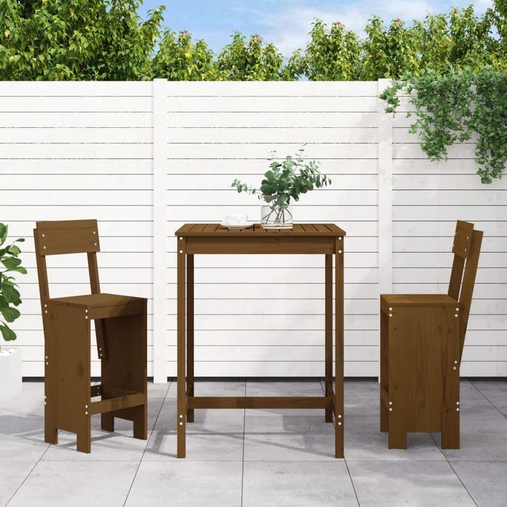 vidaXL 3-delige Tuinbarset massief grenenhout honingbruin, Tuin en Terras, Tuinsets en Loungesets, Nieuw, Verzenden