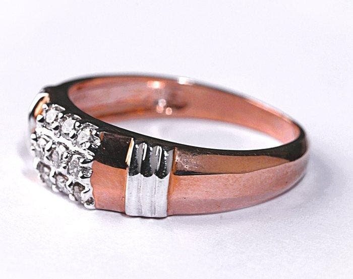 Ring - 14 karaat Roségoud - 0.30ct. tw. Diamant (Natuurlijk), Handtassen en Accessoires, Ringen