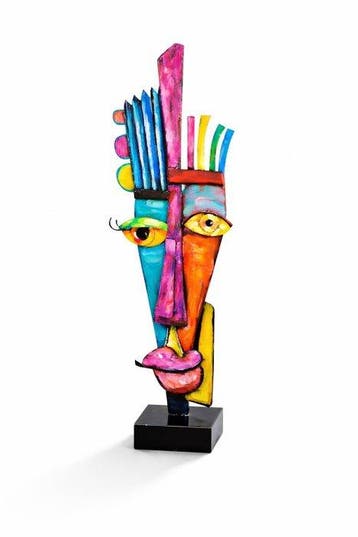 sculptuur, “Dual Vision” – Grote handbeschilderde metalen–