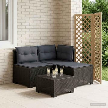 vidaXL 3-Zits Tu bank met Kussens Rattan Look 3-zits PP, Verzenden, Nieuw