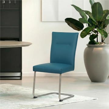 Set van 8 Leren eetkamerstoelen Retro - Hermes Turquoise, Ophalen of Verzenden, Nieuw, Leer
