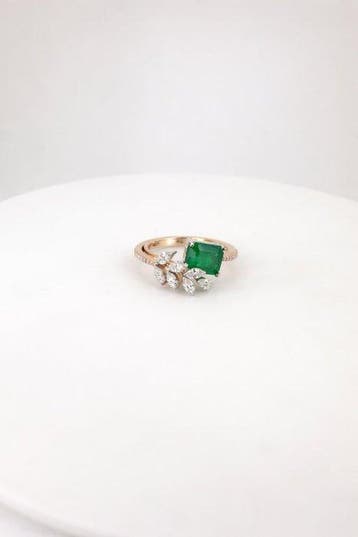 Ring - 18 karaat Roségoud - 2.16ct. tw. Smaragd - Diamant