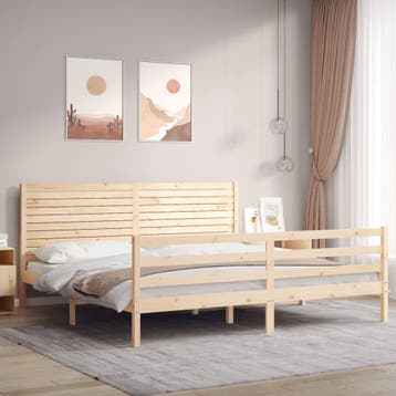vidaXL Bedframe met hoofdbord massief hout, Verzenden, Nieuw