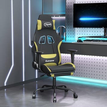 vidaXL Massage gamestoel met voetensteun stof zwart en, Verzenden, Nieuw
