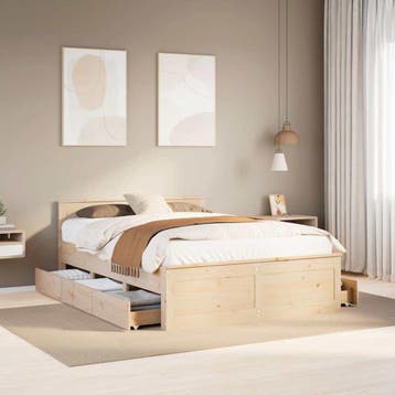 vidaXL Bedframe zonder matras met hoofdbord grenenhout, Verzenden, Nieuw