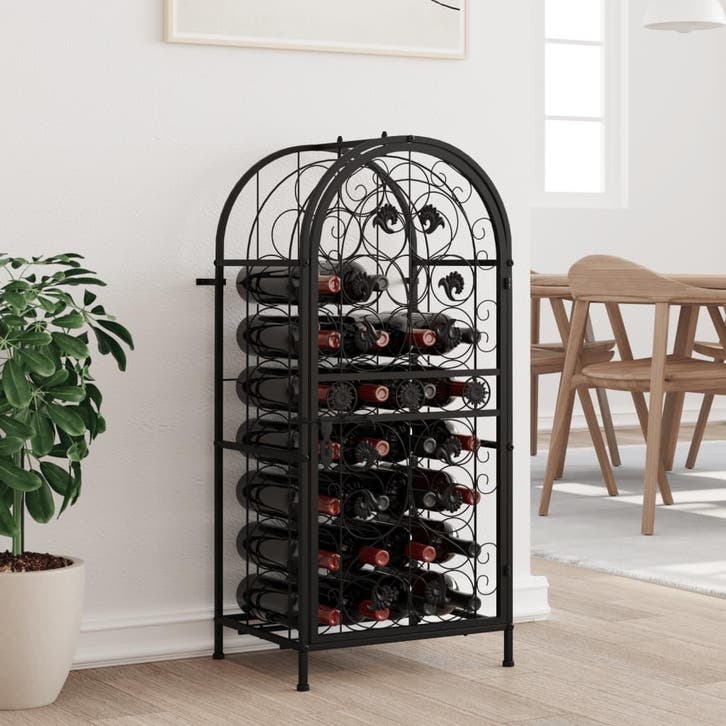 vidaXL Wijnrek voor 33 flessen 45x36x100 cm smeedijzer zwart, Huis en Inrichting, Woonaccessoires | Wijnrekken, Nieuw, Verzenden