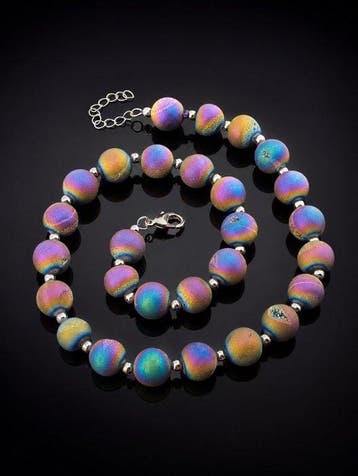 Drusy Agaat kralenketting - armbandenset - statement