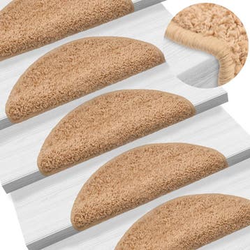 vidaXL Trapmatten 10 st 56x17x3 cm Beige Halfrond, Verzenden, Nieuw