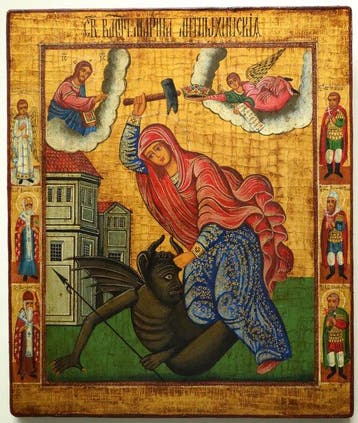 Icoon - Russisch-orthodoxe icoon Heilige Marina van, Antiek en Kunst