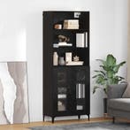 vidaXL Highboard met lade Zwart Eiken 69,5 x 34 x 180 cm, Huis en Inrichting, Kasten | Dressoirs, Verzenden, Nieuw