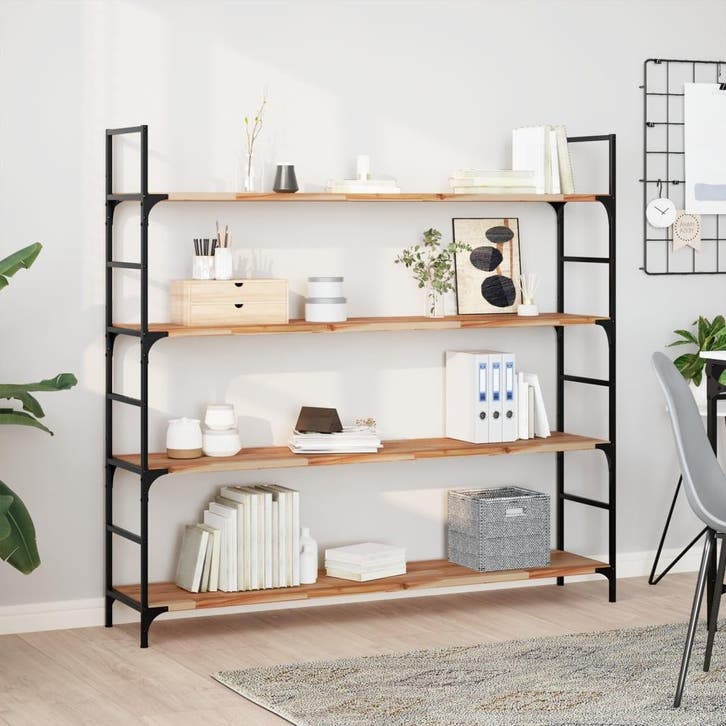 vidaXL Wandschappen 4 st zwevend olieafwerking 120x30x2 cm, Huis en Inrichting, Kasten | Wandmeubels, Nieuw, Verzenden