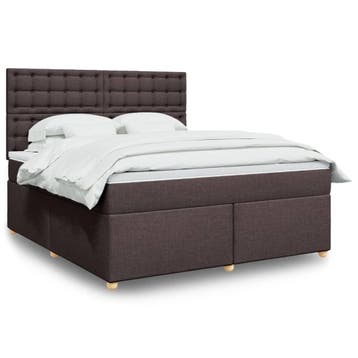 vidaXL Boxspring met matras stof donkerbruin 180x200 cm, Verzenden