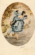 Illustratoren, dametjes, koppeltjes. - Ansichtkaart (72) -, Gelopen