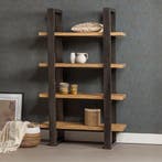 Boekenkast Mangohout Turi 160 cm, Verzenden, Nieuw, Overige houtsoorten, Industriële meubels