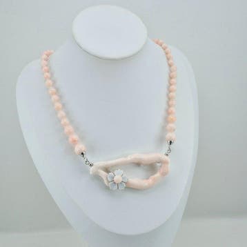 Koraal - Zilver - Halsketting - Roze koraal