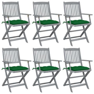 vidaXL Opklapbare stoelen (6 stuks) met kussens, gemaakt van, Verzenden, Nieuw