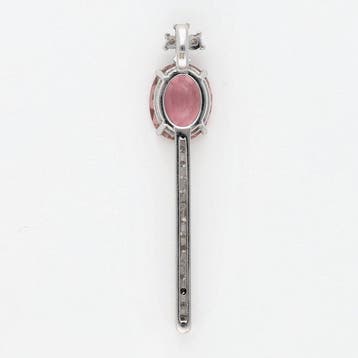 Pendentif - 18 carats Or blanc Tourmaline - Diamant
