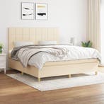 vidaXL Boxspring met matras stof crèmekleurig 180x200 cm, Verzenden, Nieuw