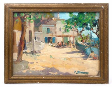 Joaquín Asensio Mariné - Pueblo de Pescadores en la Costa