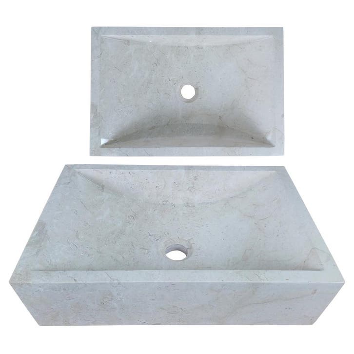 Lendo Online Waskom 45x30x12 cm Crème Marmer Rechthoek, Doe-het-zelf en Bouw, Sanitair, Nieuw, Verzenden