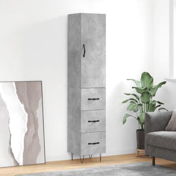 vidaXL Hoge kast 34,5x34x180 cm bewerkt hout betongrijs, Huis en Inrichting, Kasten | Dressoirs, Verzenden, Nieuw