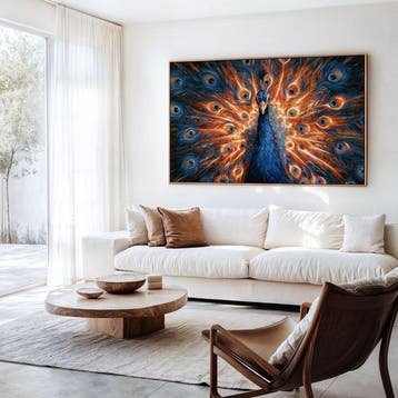 Iconica - Cobalt & Flame Peacock - unique 1/1 XXL (100 x 150, Antiek en Kunst