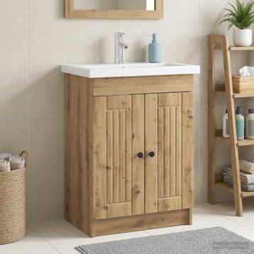 vidaXL Badkamer onder Wastafel Kast Artisanaal eiken 56 x, Verzenden