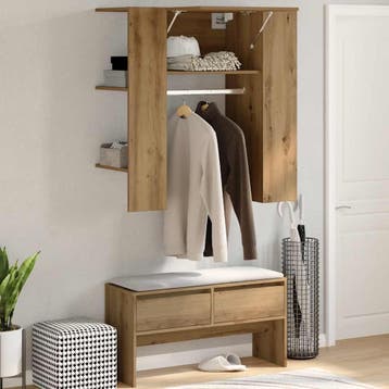 vidaXL Halmeubel 97,5x37x99 cm bewerkt hout artisanaal, Verzenden, Nieuw