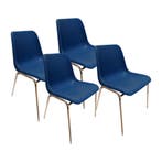 Stapelbare stoel set van 4 blauw/zilver gebruikt Per Set, Ophalen of Verzenden, Nieuw in verpakking
