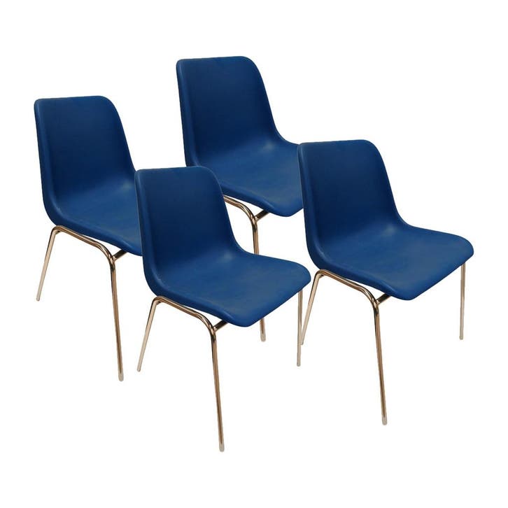 Stapelbare stoel set van 4 blauw/zilver gebruikt Per Set, Articles professionnels, Aménagement de Bureau & Magasin | Mobilier de bureau & Aménagement