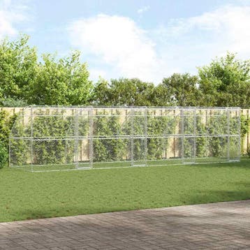 vidaXL Hondenhok 4 pcs Zilver 8 x 2 x 2 m Gegalvaniseerd, Verzenden, Nieuw