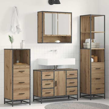 vidaXL Badkamermeubel Set 3 st Artisan Eiken 35 x 37,5 x 166, Verzenden, Nieuw