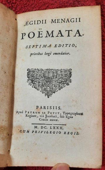 Ægidius Menagius - Poemata - 1680
