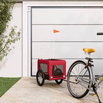 vidaXL Hondenfietstrailer oxford stof en ijzer rood en zwart, Verzenden