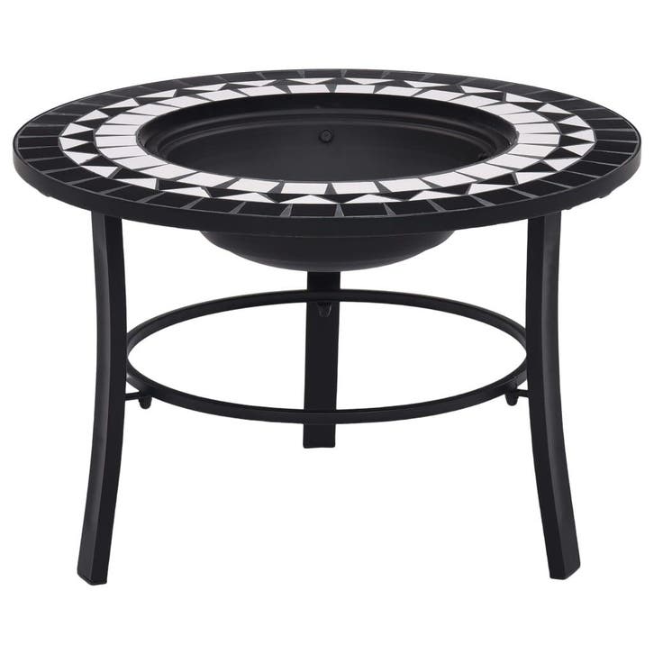 vidaXL Vuurschaal mozaïek 68 cm keramiek zwart en wit, Maison & Meubles, Cheminées, Envoi
