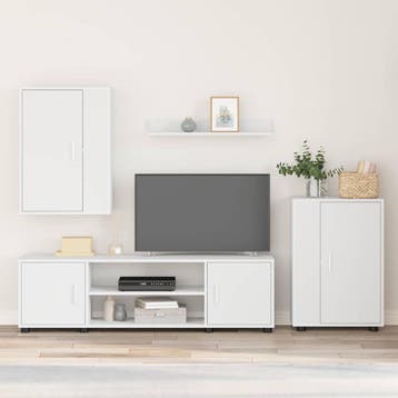 vidaXL Tv-meubelset Wit Bewerkt hout, Verzenden, Nieuw