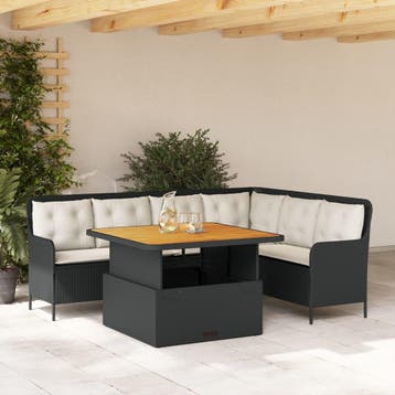 vidaXL 2-delige Loungeset met kussens poly rattan zwart, Verzenden, Nieuw, Loungeset