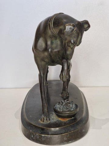 sculptuur, Injured Greyhound - 19 cm - Brons