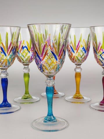 Secoloventesimo - Kelk (6) - Arlequin goblet - Emaille,, Antiek en Kunst
