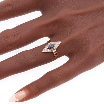 Ring - 18 karaat Roségoud, Geel goud - 0.58ct. tw. Saffier -