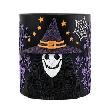 sculptuur, Halloween Witch Planter – 3D Embossed Resin