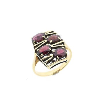Vintage gouden ring met granaat, Handtassen en Accessoires, Ringen, Gebruikt, Ophalen of Verzenden, Kleiner dan 17, Met edelsteen