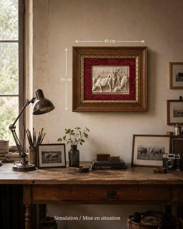 Wanddecoratie - Bas-relief schilderij in versteend