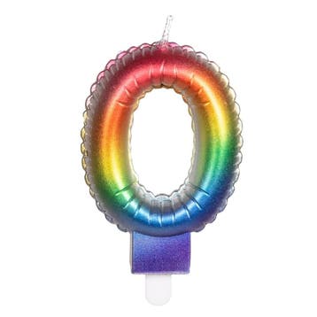 Regenboog Kaars 0 Jaar 8cm, Verzenden