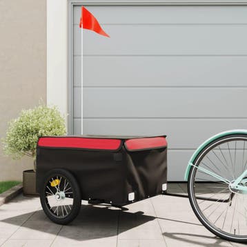 vidaXL Fietstrailer 45 kg ijzer zwart en rood, Verzenden