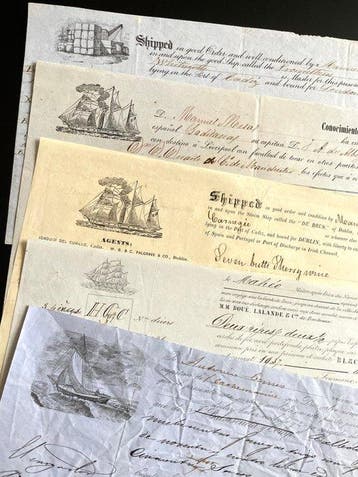 Manuscrito - Año 1849. Comercio de vino por barco. España,