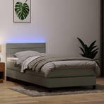 vidaXL Boxspring met matras en LED fluweel lichtgrijs 90x210, Verzenden, Nieuw